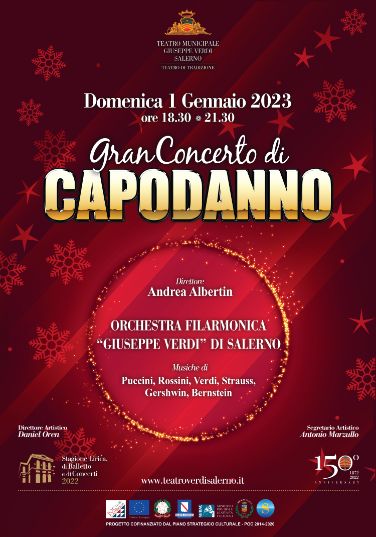 1° gennaio 2023 il gran Concerto di Capodanno al Teatro Verdi di Salerno. Daria Luppino presenterà la serata di Capodanno 2023 in piazza Amendola