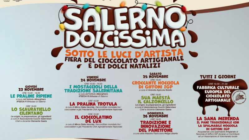 Durante le Luci d’Artista per i golosi “Salerno Dolcissima” dal 23 al 26 novembre 2023